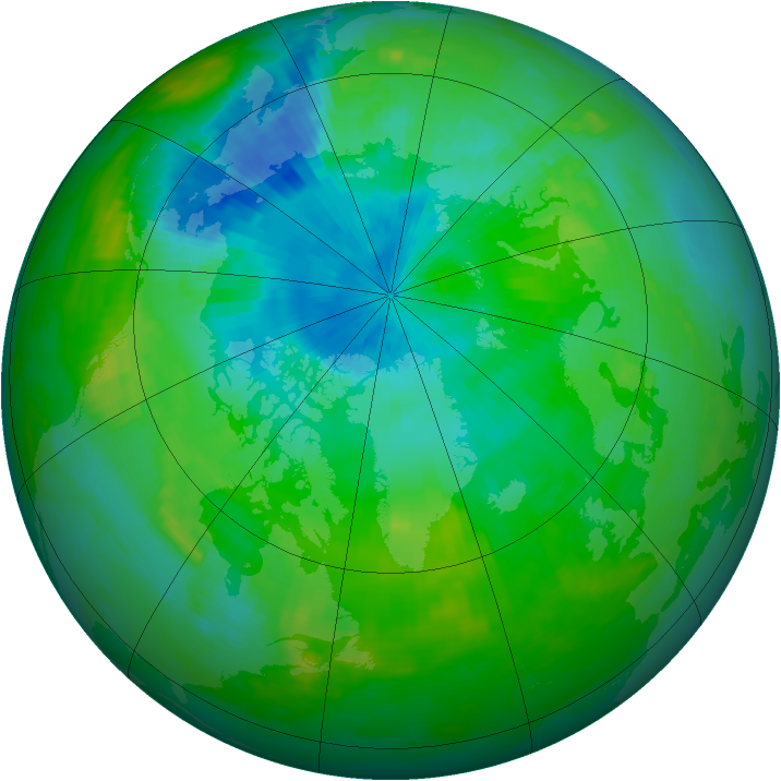 Arctic ozone map for 19 August 1983